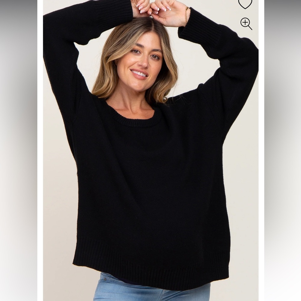 Pink Blush Maternity Black Drop Shoulder Sweater